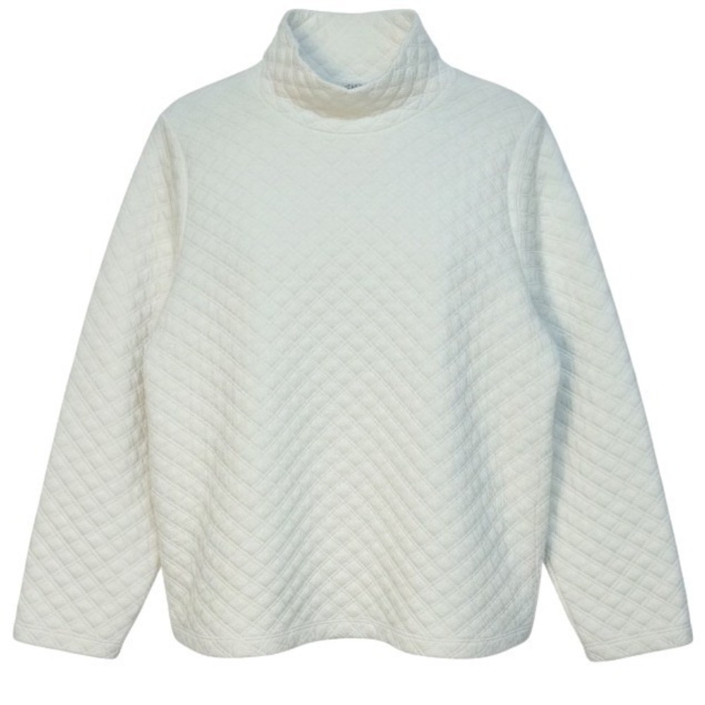 J Crew Womens Sweatshirt Cream Quilted Funnel Neck Long‎ Sleeve Cozy Classic XXL